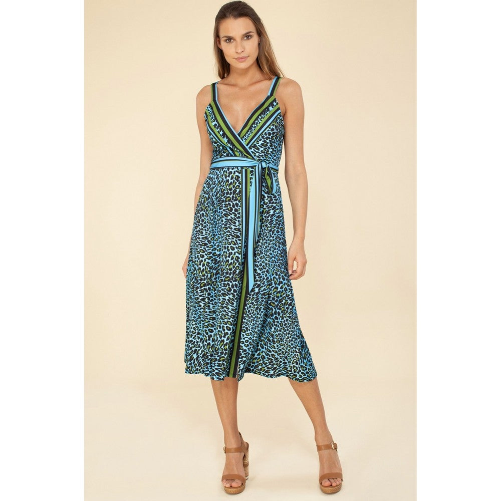 Hale Bob EVIE MIDI DRESS - BLUE & BROWN