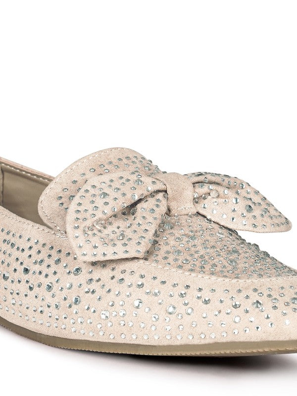 Embellished Casual Bow Loafers