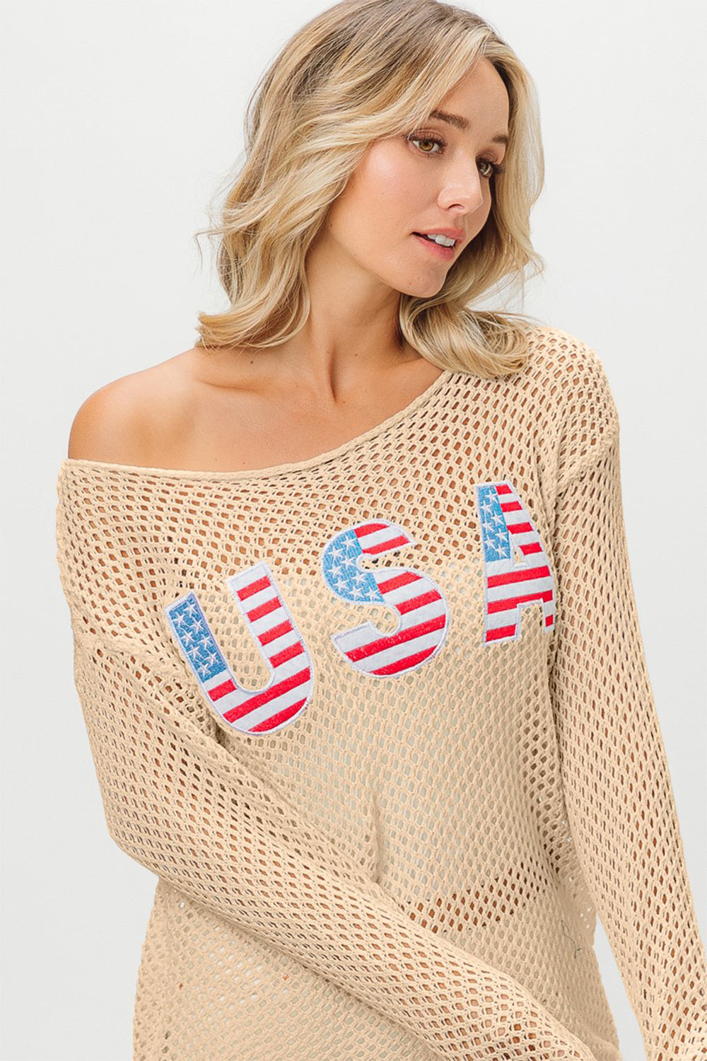USA Embroidered Knit Cover Up