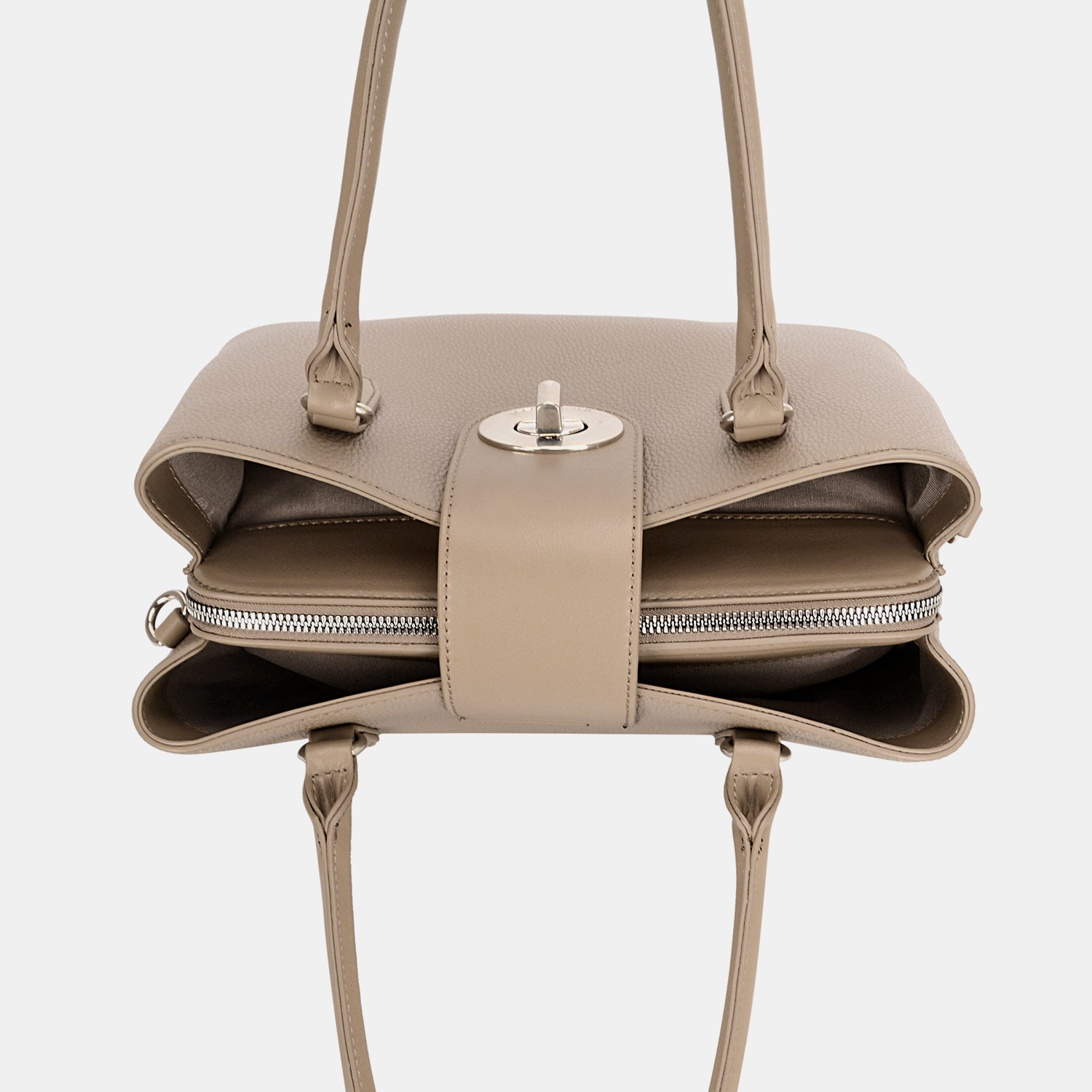 Leather Twist-Lock Tote Bag