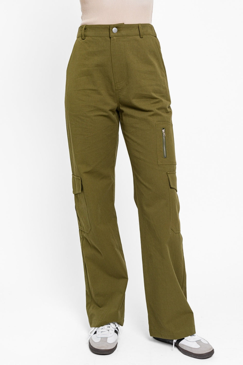 High Waisted Wide Leg Cargo Pants with Pockets