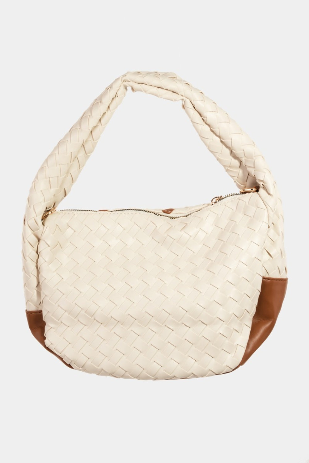 Tassel Detail Weave Semi Circle Bag