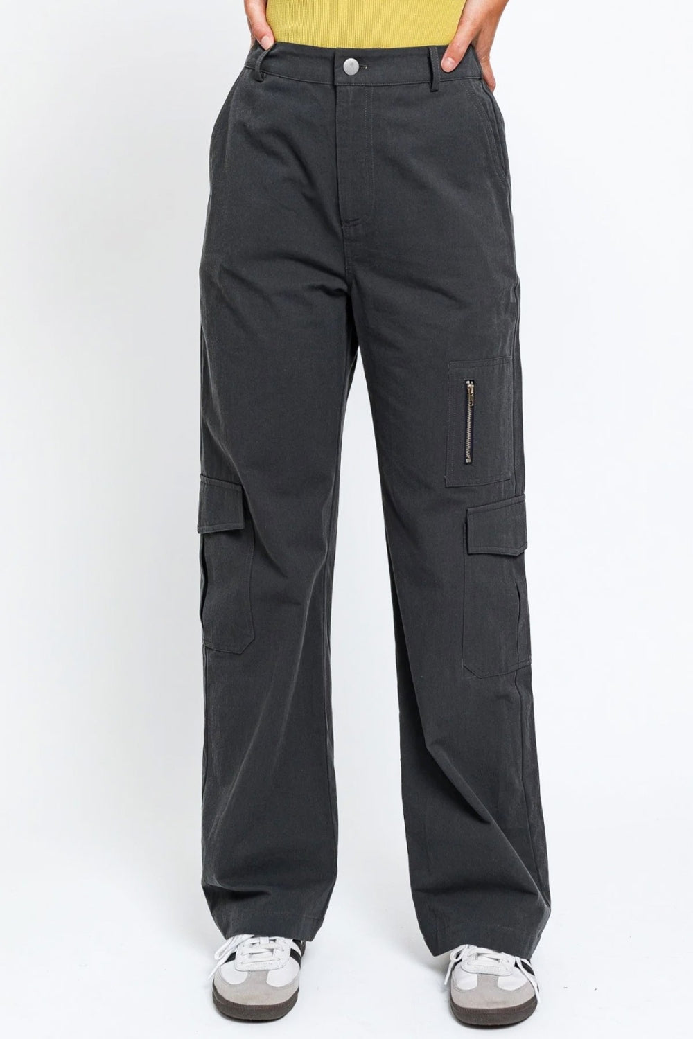 High Waisted Wide Leg Cargo Pants with Pockets