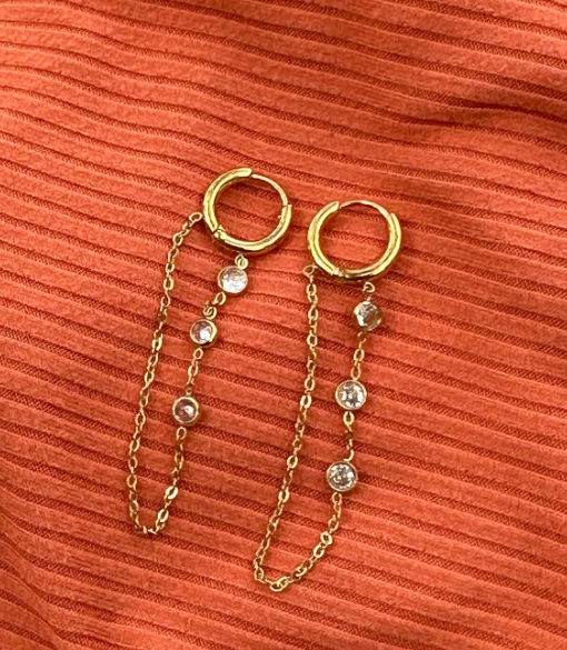 DIAMOND CASCADE HOOP EARRINGs