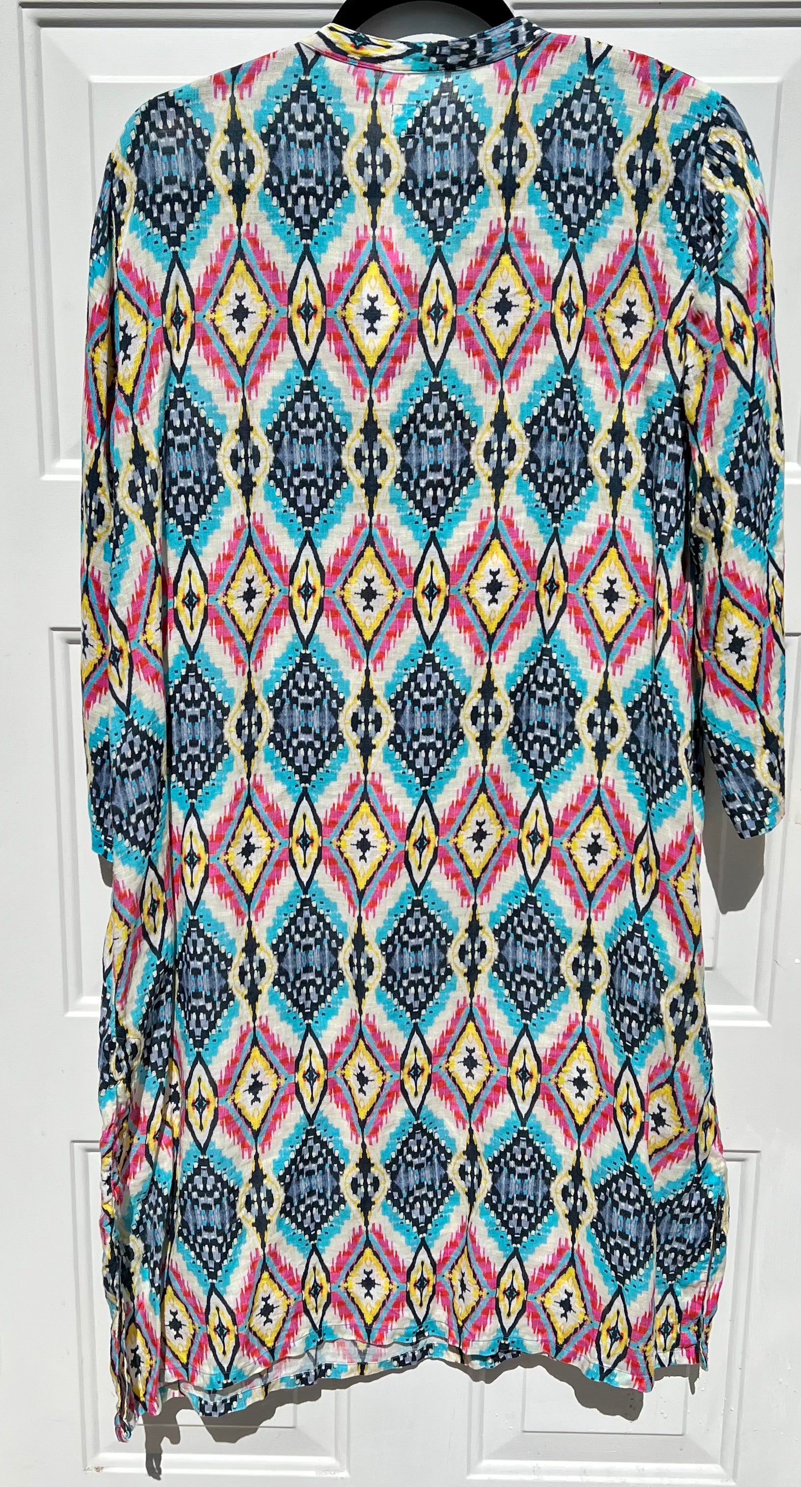 120% Lino Aztec Print Midi Dress Size 48