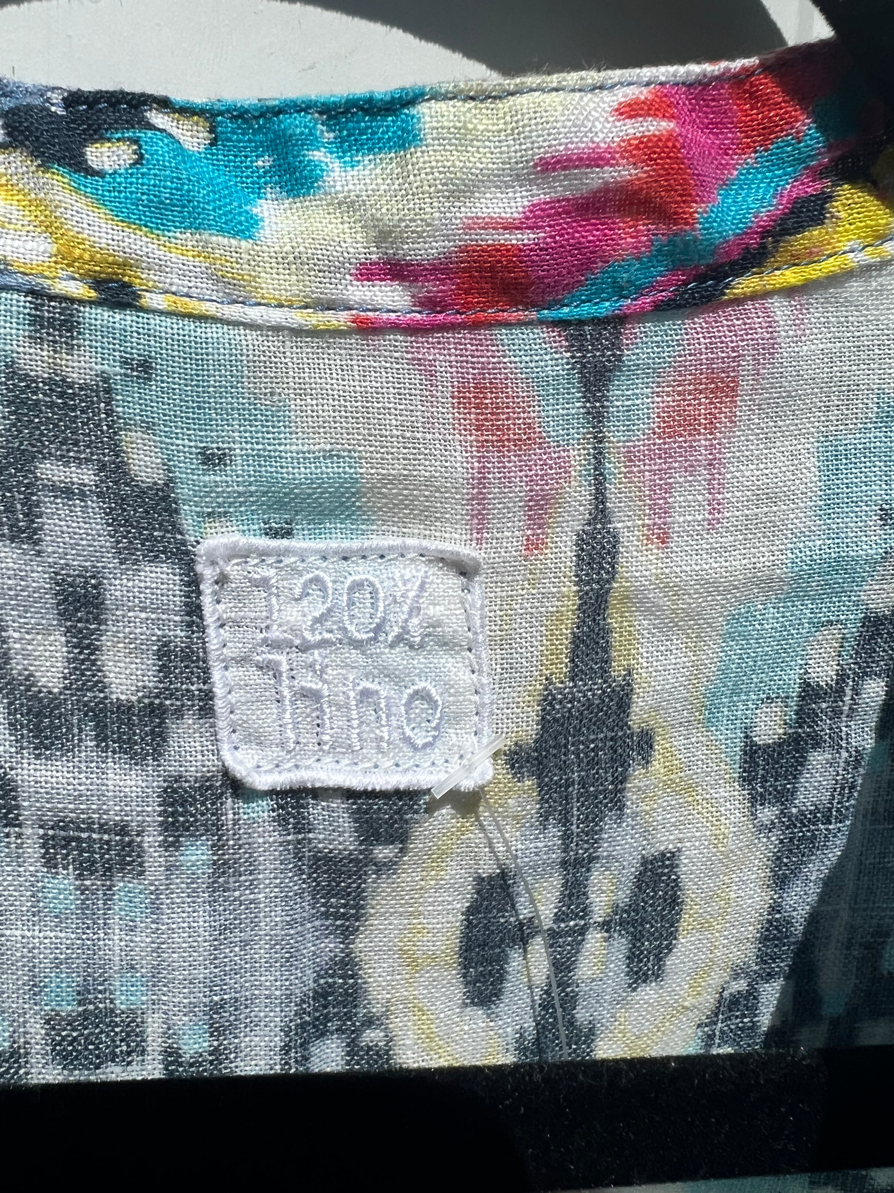 120% Lino Aztec Print Midi Dress Size 48