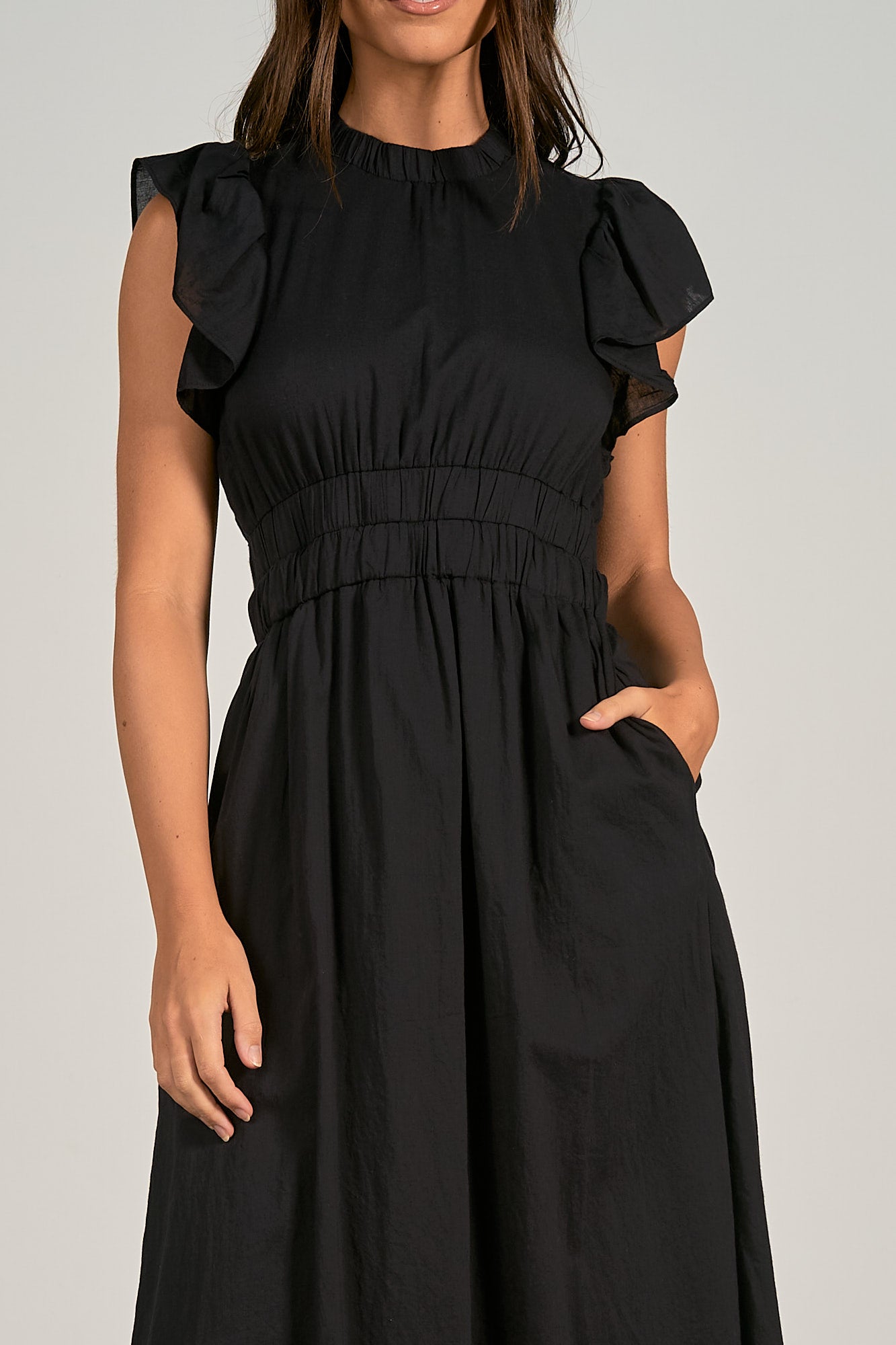 Midi Ruffle Sleeve Dress