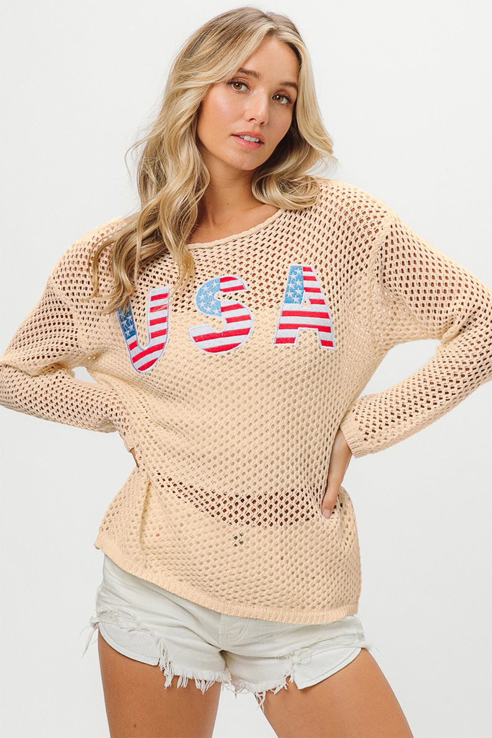 USA Embroidered Knit Cover Up