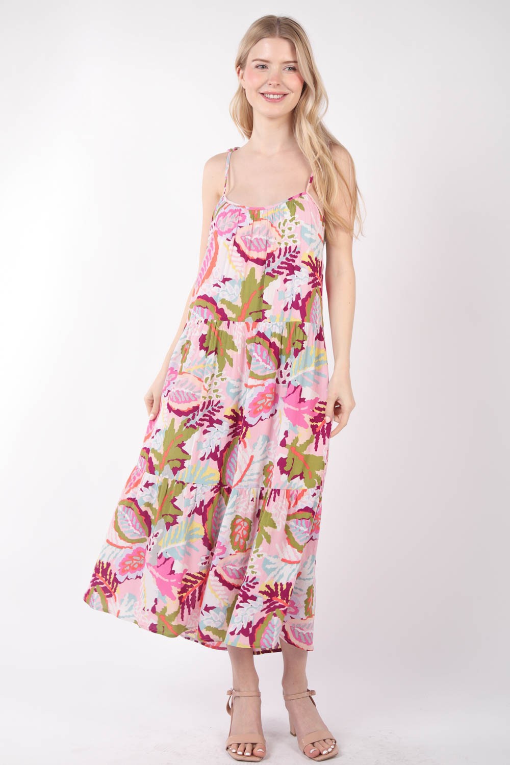 Tropical Printed Cami Midi Dress