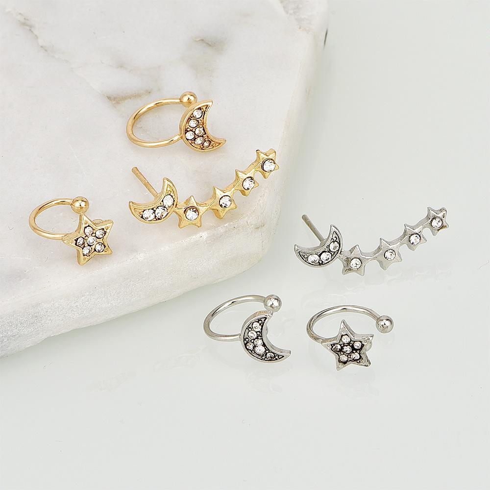 Moon & Star Earrings and Cuff Set