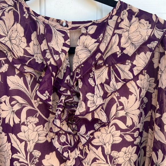 Zara Long Sleeve Purple Floral Dress Size Medium