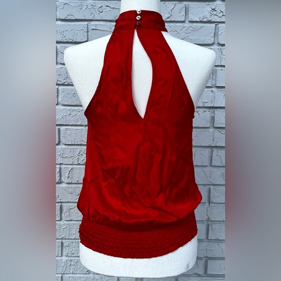 Olivacious Red Halter Top Smocked Waist size Small