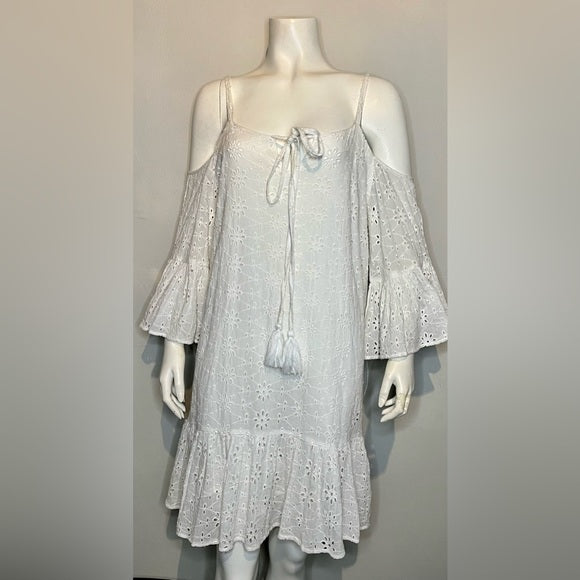 NWT Elan Cold Shoulder White Eyelet Dress Size Large