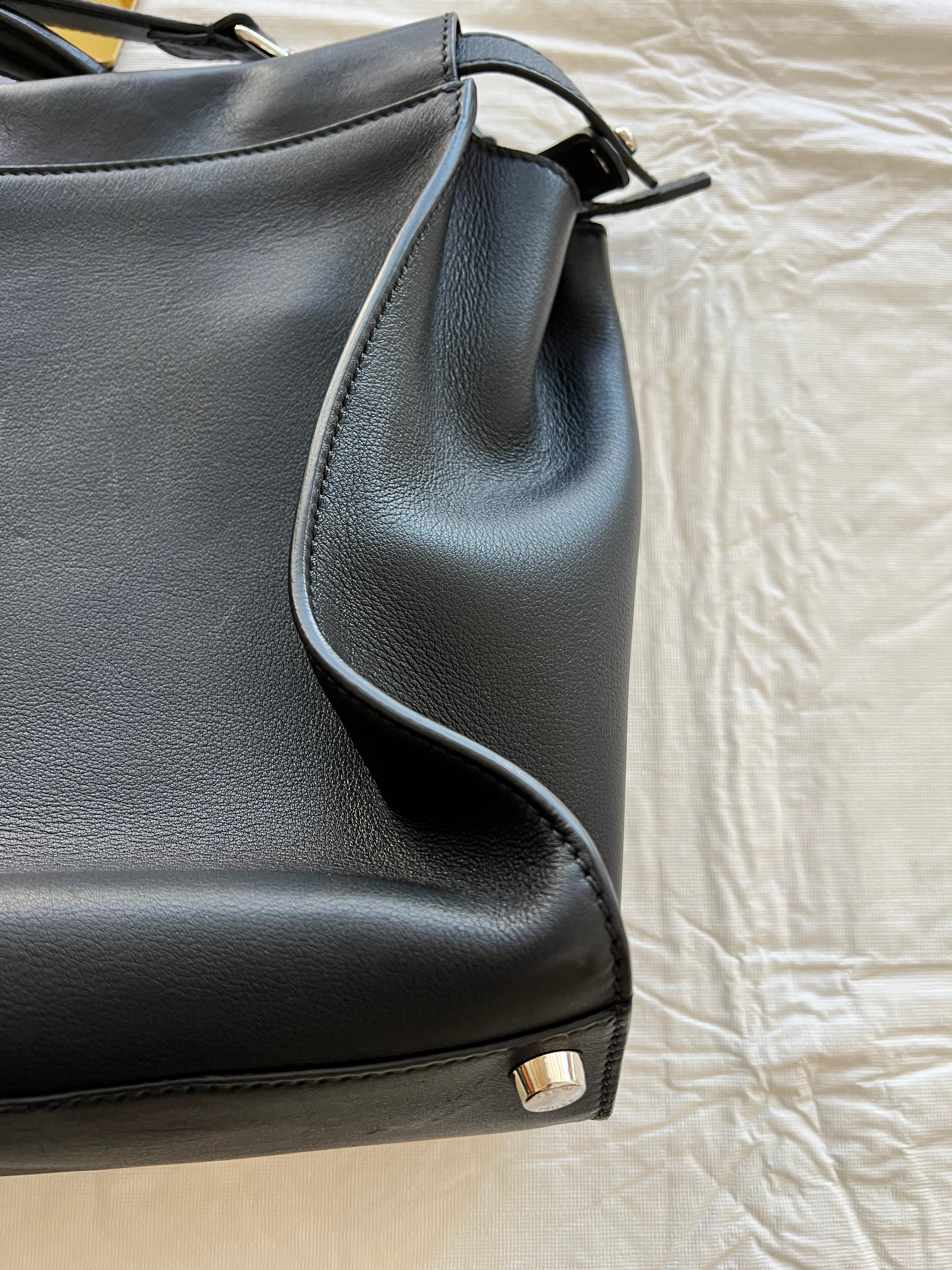 Preowned Fendi Monster Selleria Peekaboo Black Bag Leather XL