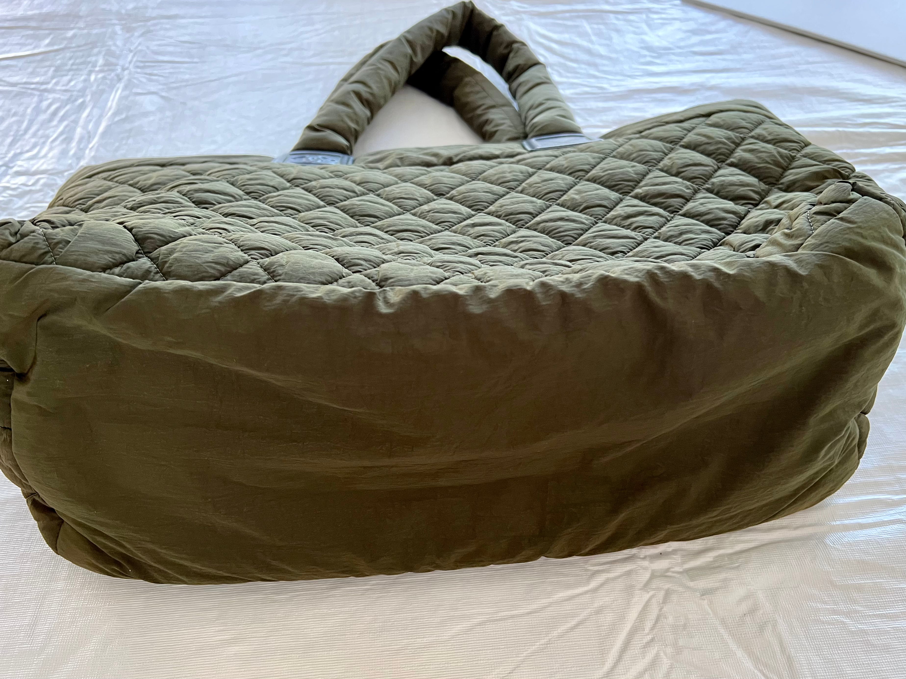 PREOWNED Chanel Nylon Quilted Coco Cocoon Tote Olive Green