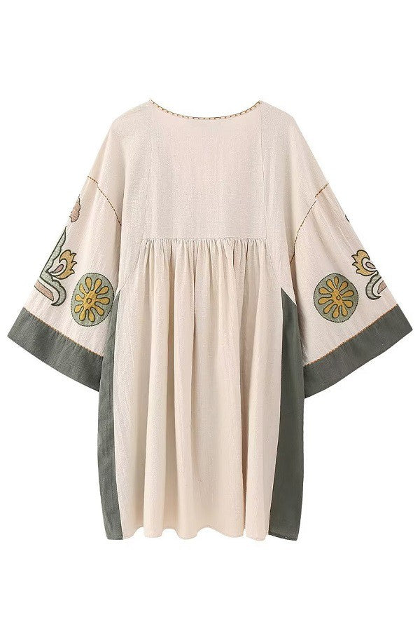 Long Sleeve Embroidered Mini Dress