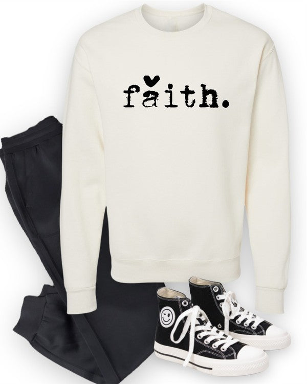 Faith Heart Cozy Graphic Sweatshirt-PLUS