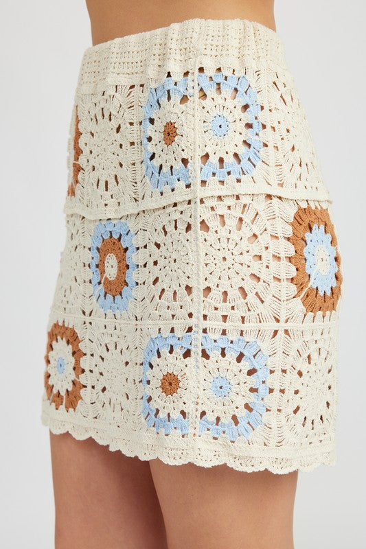 High Waist Crochet Mini Skirt