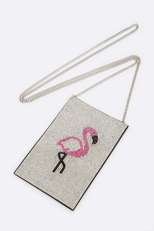 Flamingo Rhinestone Phone Pouch Swing Bag