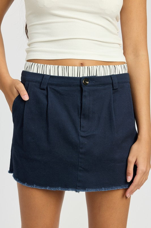 Double Waisted Hybrid Mini Skirt