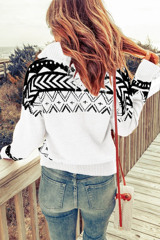 Geometry Knit Quarter Zip Sweater