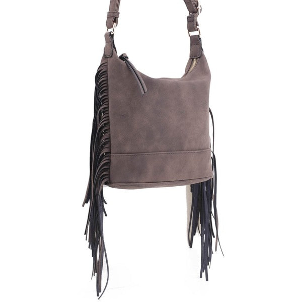 Suede Fringe Crossbody Bag