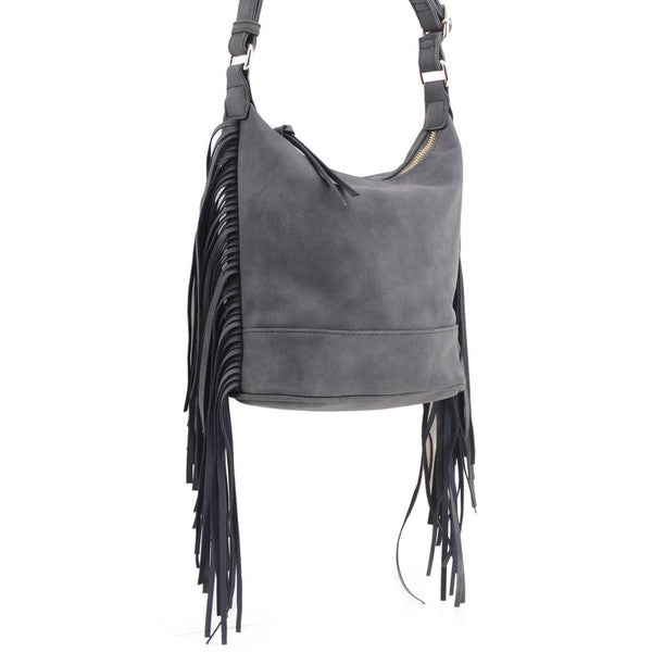 Suede Fringe Crossbody Bag