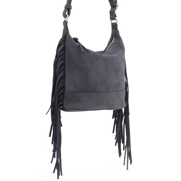 Suede Fringe Crossbody Bag