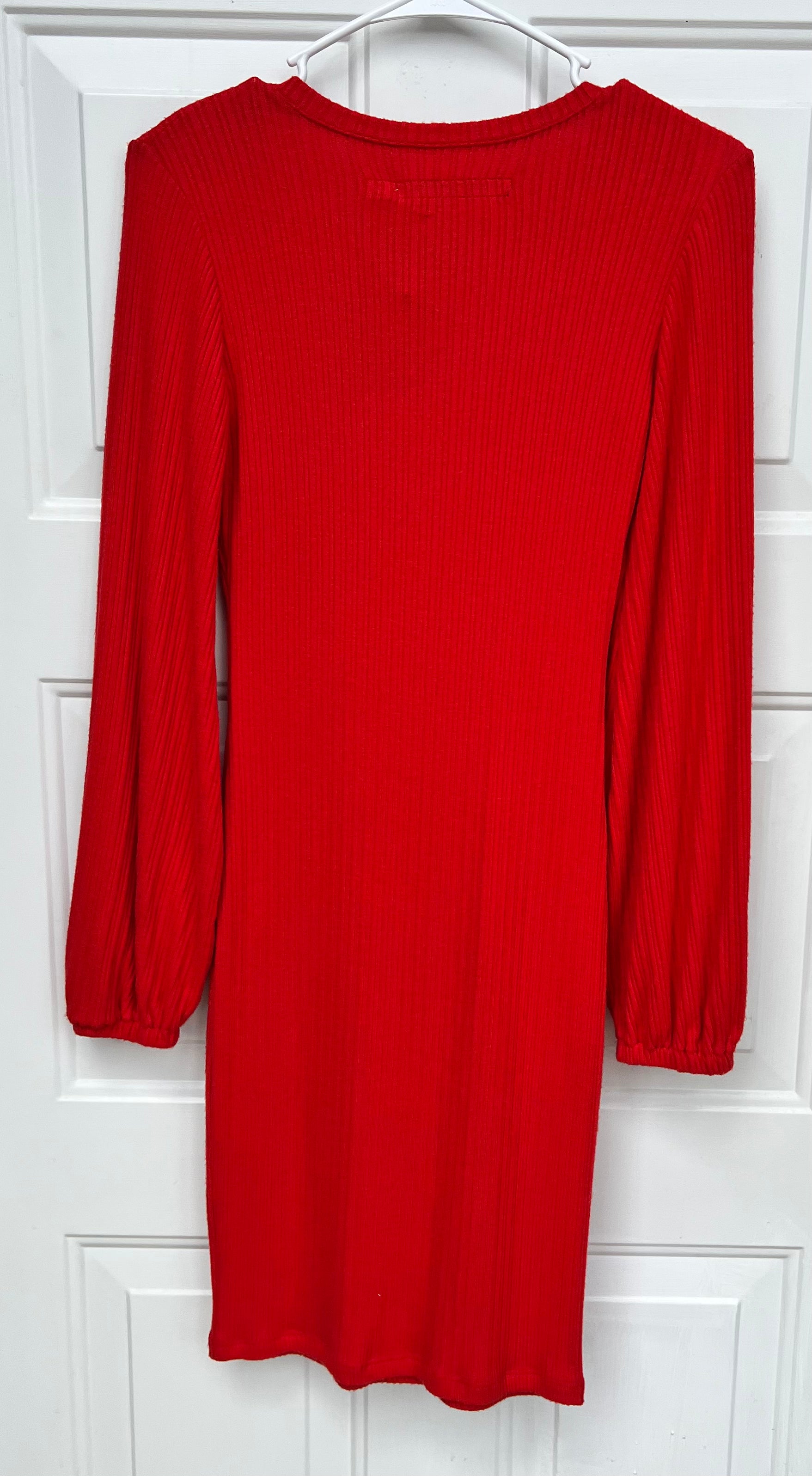 NWT Red Enzo Costa Rib Volume Sleeve mini Dress size Small