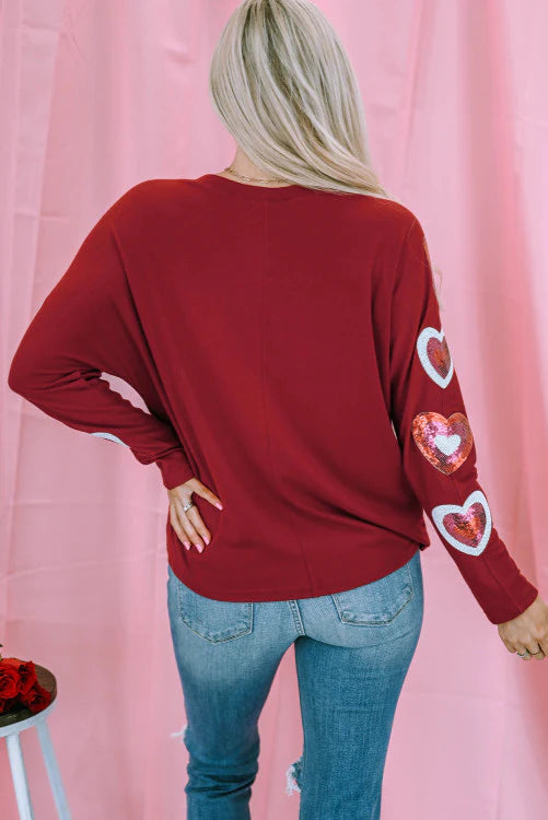 Red Sequined Valentine Top