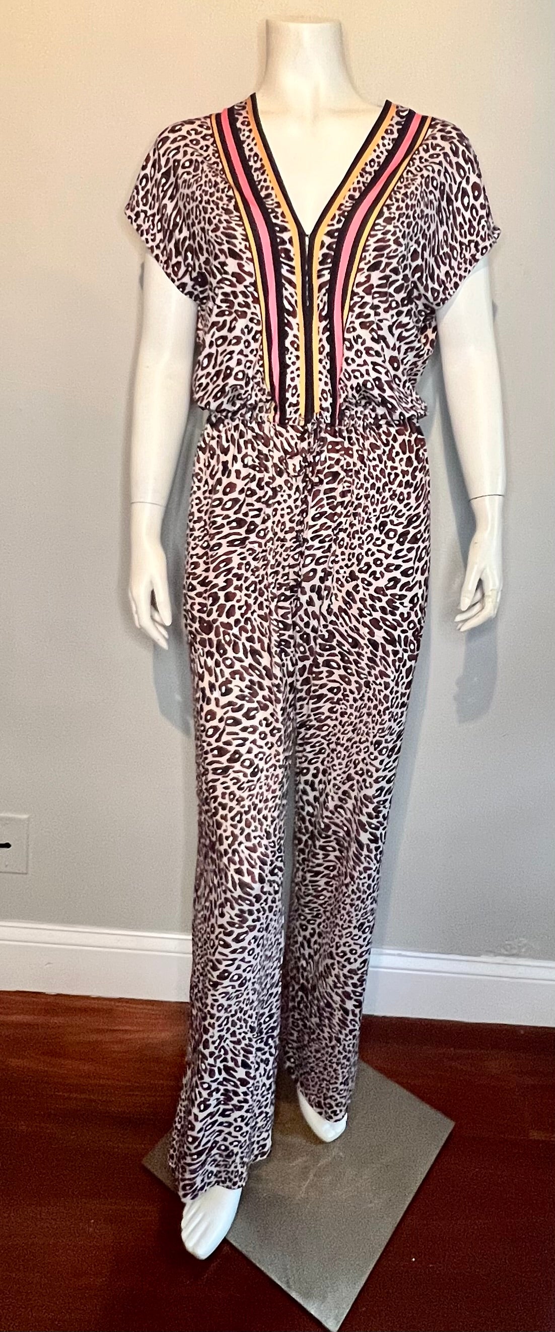 Hale Bob Leopard Print Jumpsuit in Brown