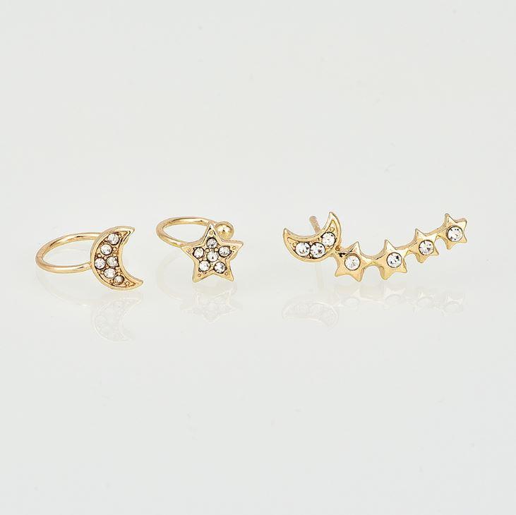 Moon & Star Earrings and Cuff Set