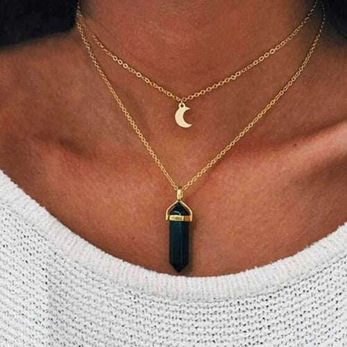 Obelisk Crescent Moon Necklace