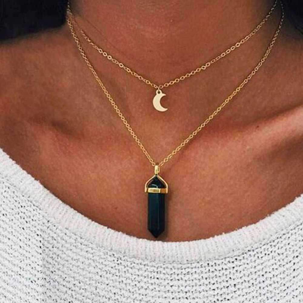 Obelisk Crescent Moon Necklace