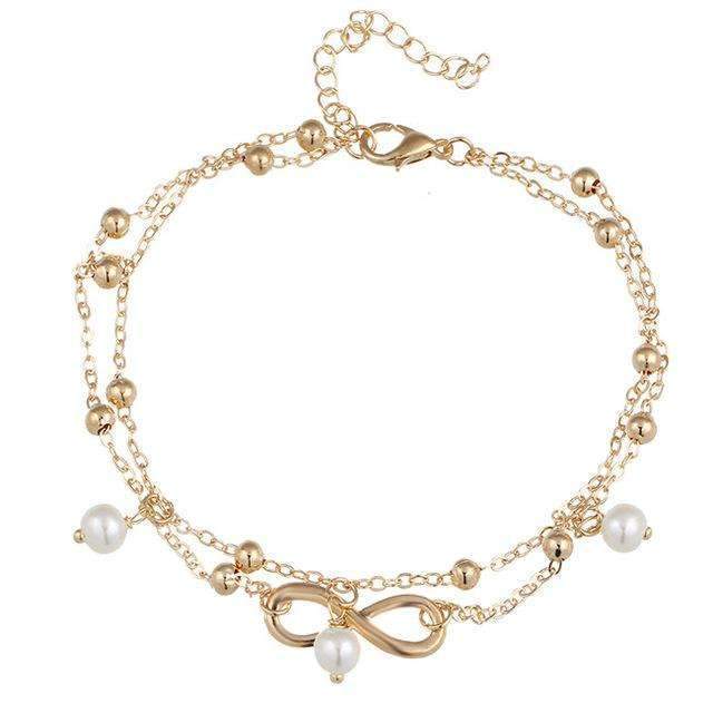 Infinity Pendent Pearl Anklet