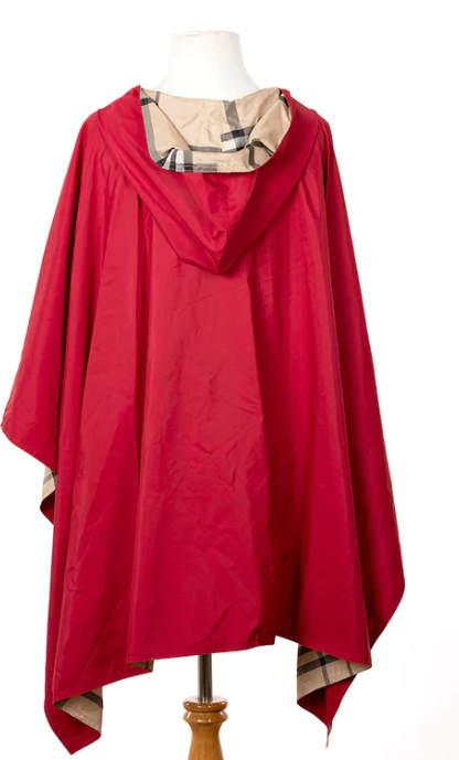 Hooded Jester Red & Plaid RAINRAP | Women's Rain Poncho