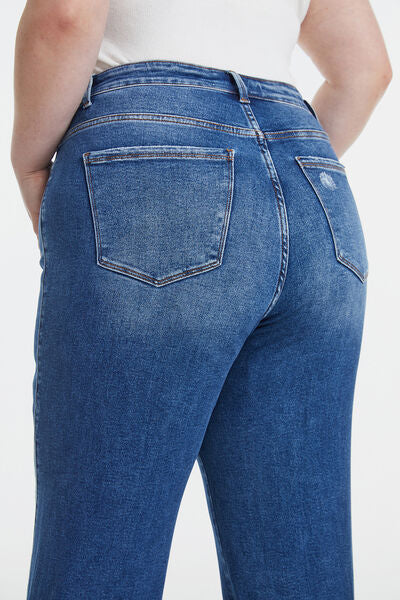 High Waist Two-Tones Patched Wide Leg Jeans