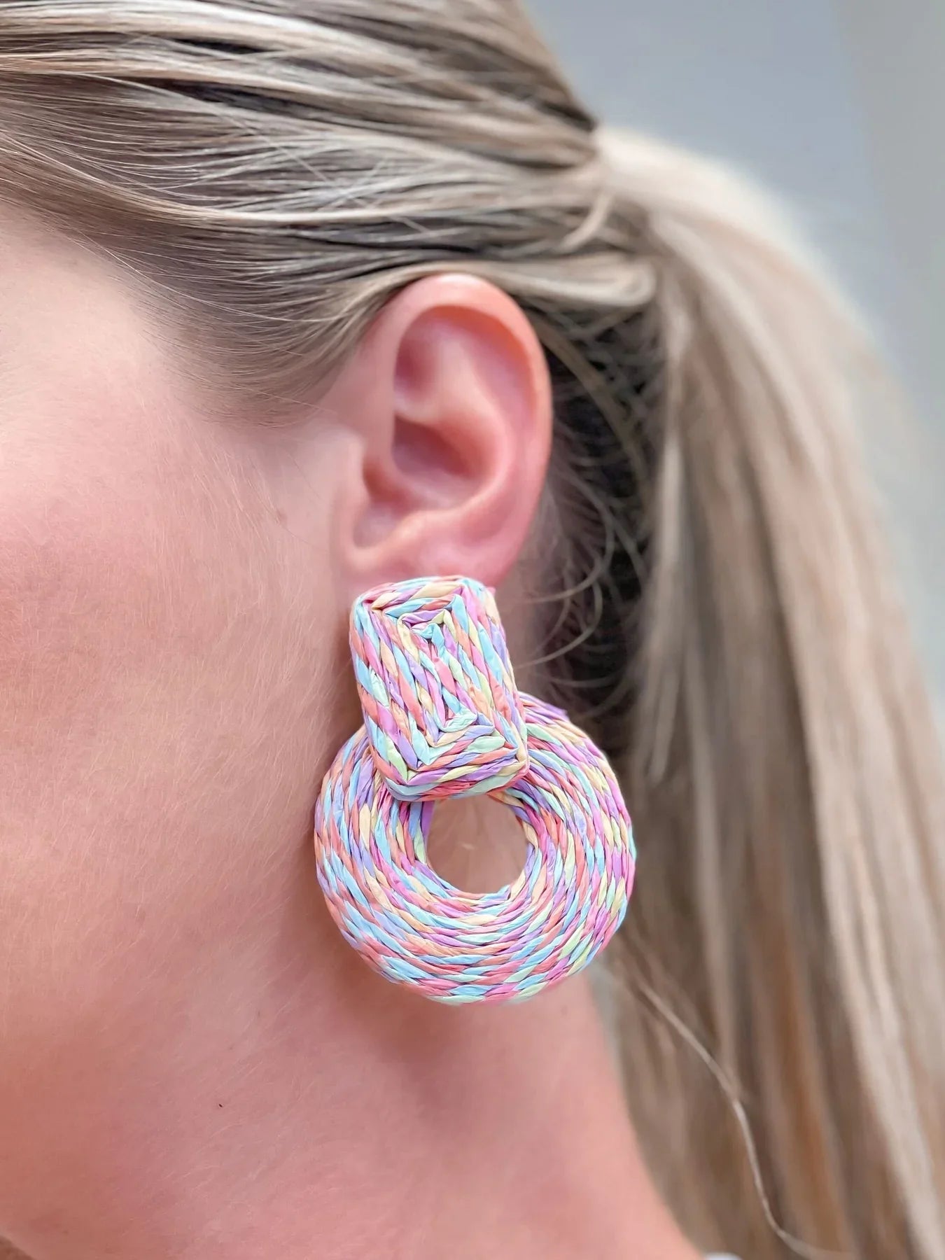 PREORDER: Colorful Raffia Circle Statement Earrings