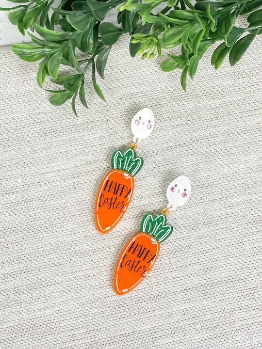PREORDER: Happy Easter Carrot Dangle Earrings
