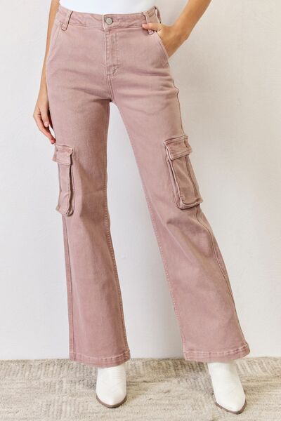 High Rise Cargo Wide Leg Jeans