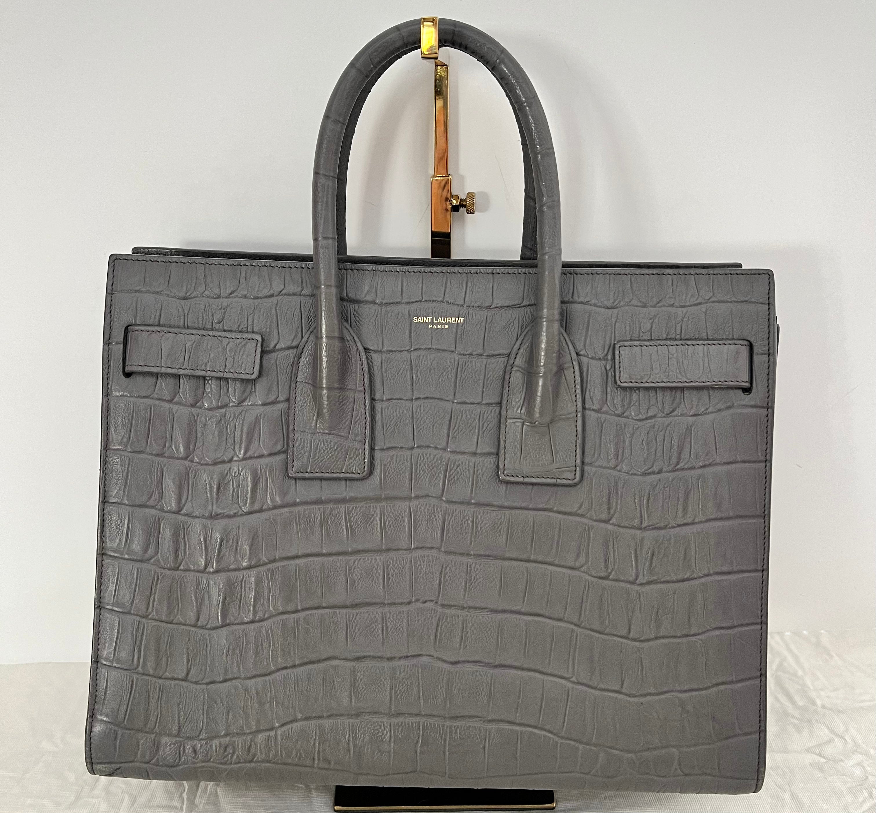 Preowned  YSL Emboss Gray Classic Sac De Jour Baby