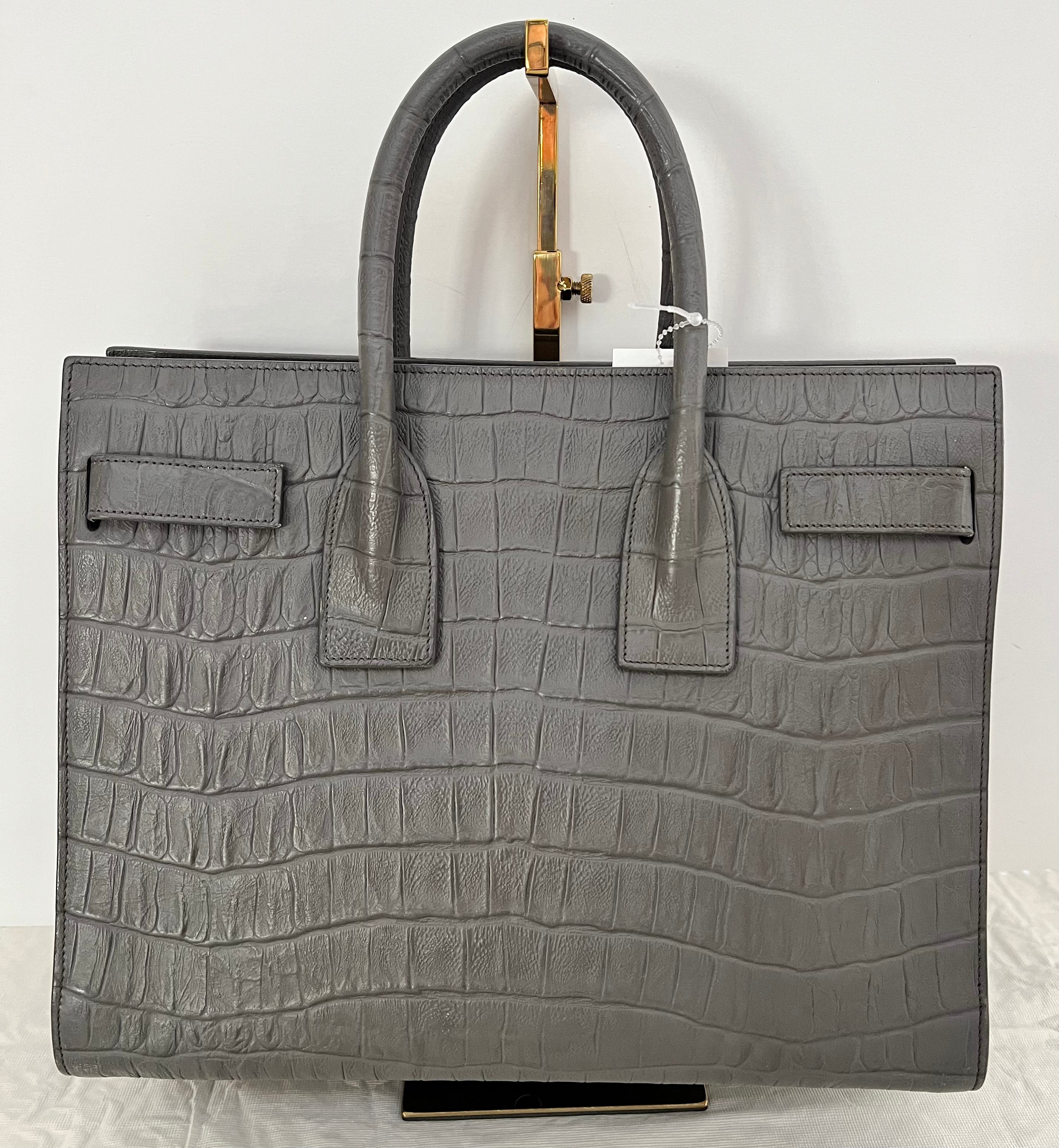Preowned  YSL EMBOSS GRAY CLASSIC SAC DE JOUR BABY