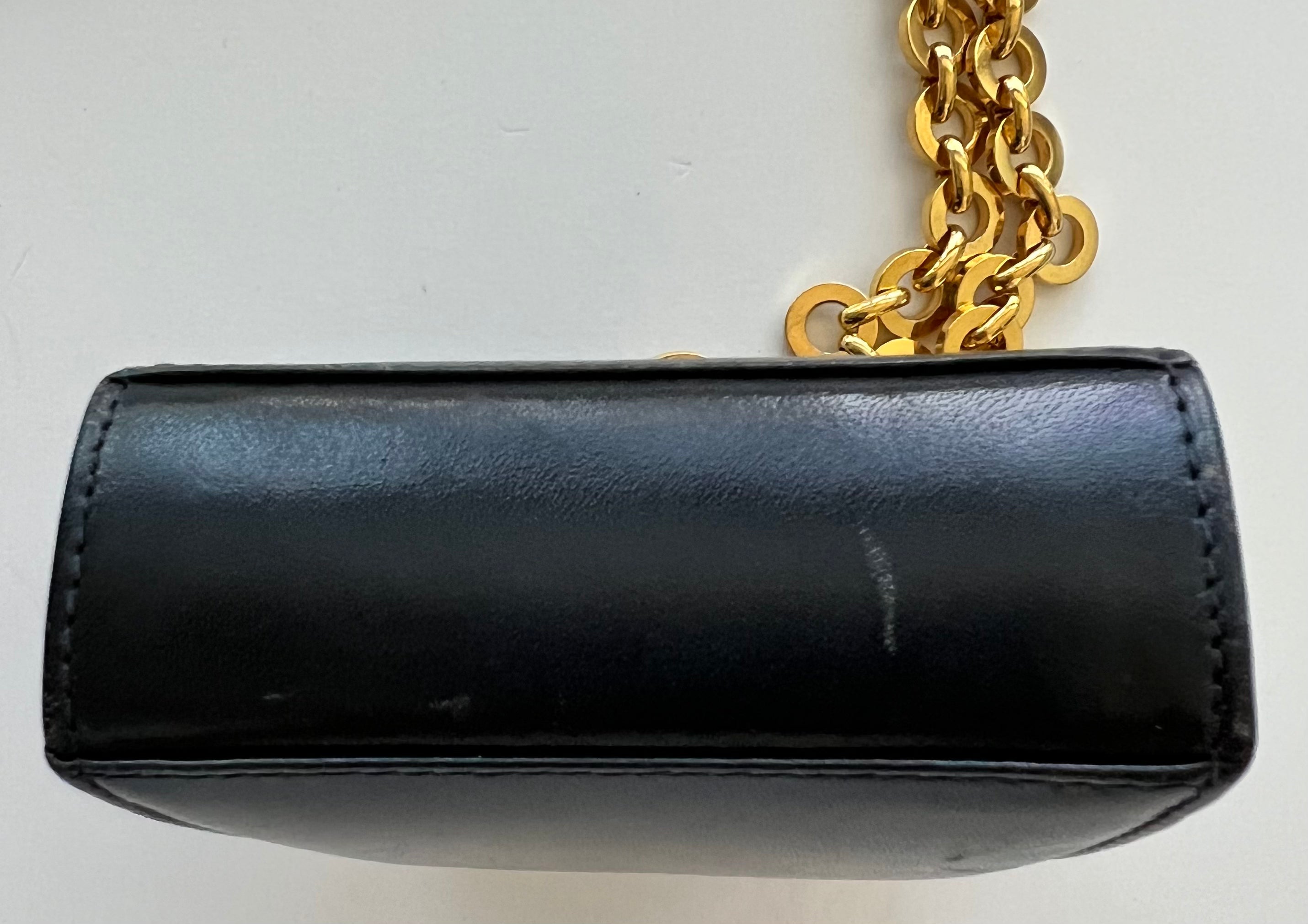 PREOWNED * Ferragamo Black Leather Gancini Mini Shoulder/Belt Bag