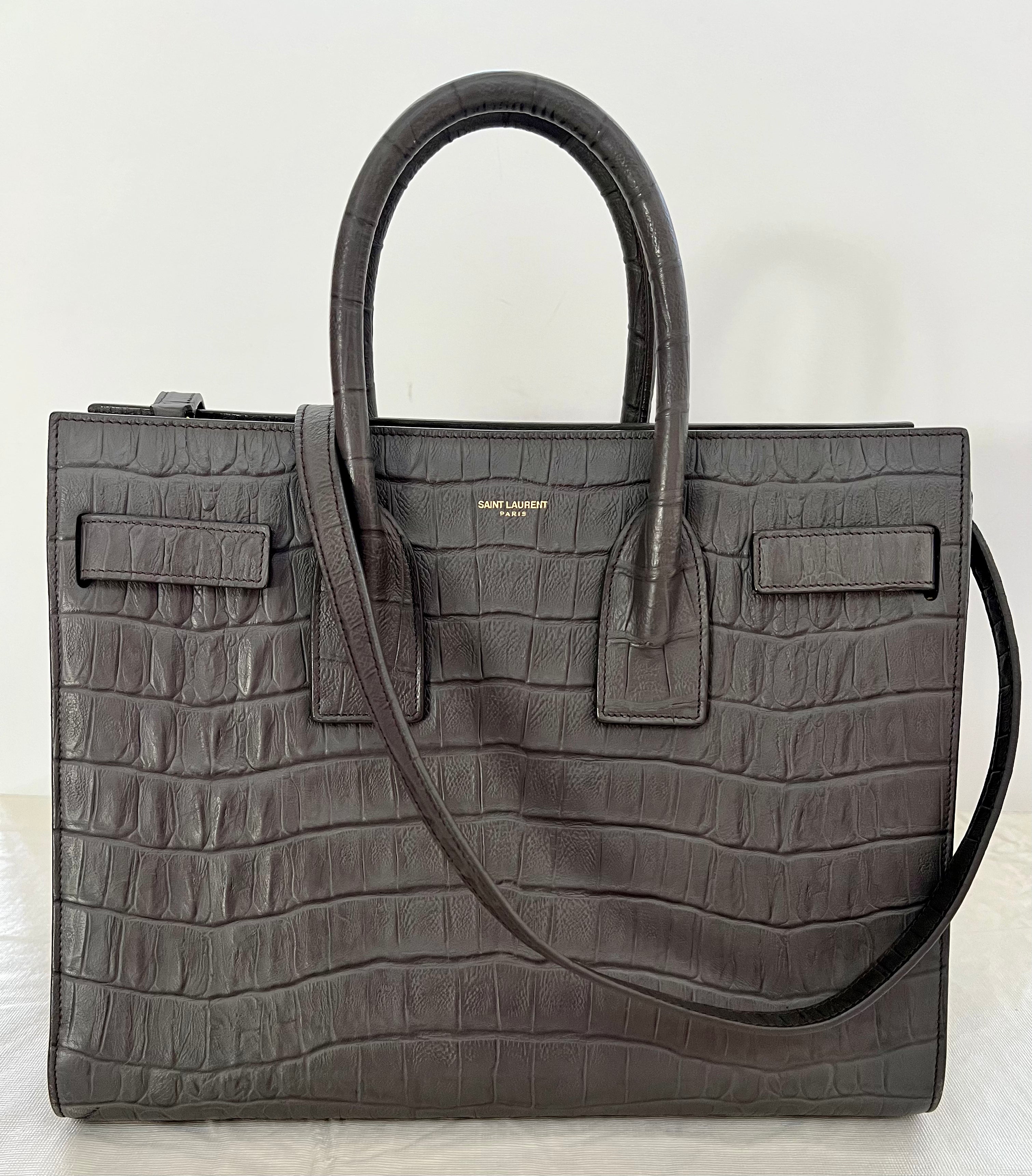 Preowned  YSL EMBOSS GRAY CLASSIC SAC DE JOUR BABY